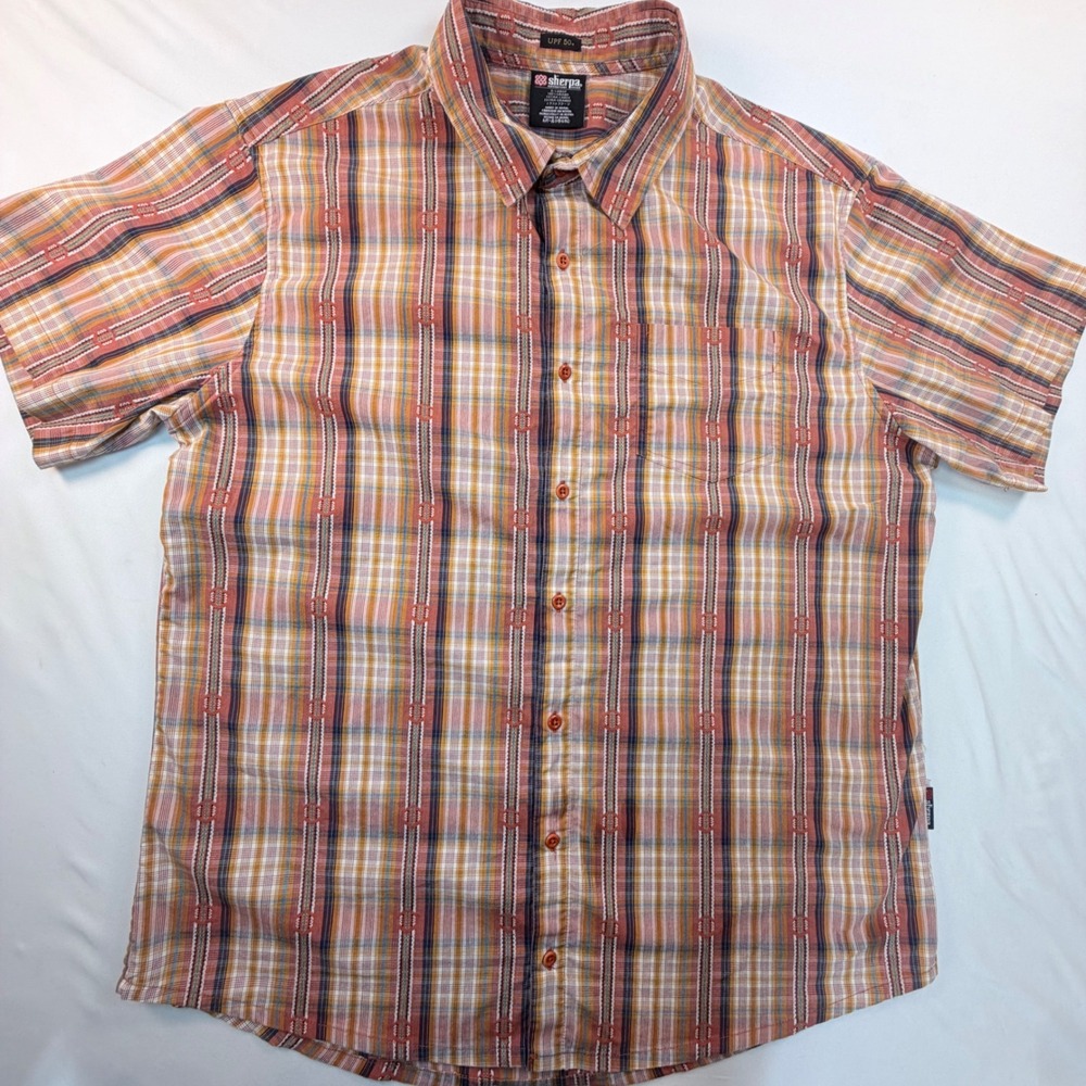 Sherpa Adventure Gear Pulse Men's XL Plaid Wool Blend UPF 50+ Shirt Nepal